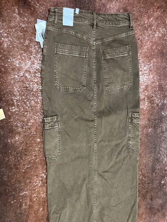 STS Blue Maddie Maxi Denim Skirt Olive Green 28 - Picture 8 of 9